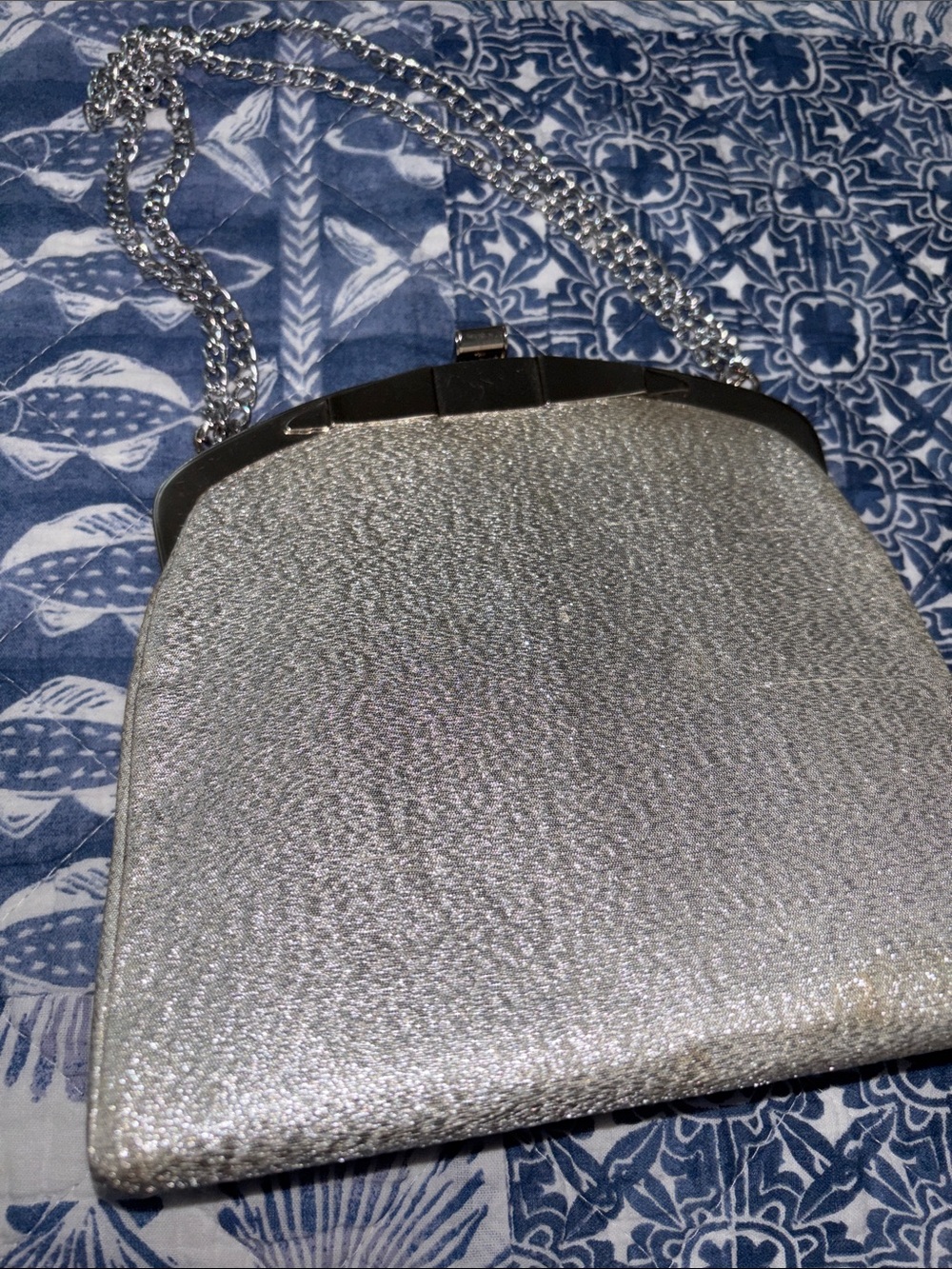 Vintage Silver Evening Chain-Clutch Handbag